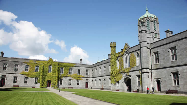 Wide shot of the quadrangle at the University of Galway