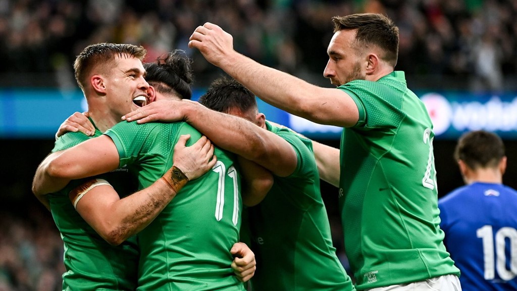 Ireland players embrace