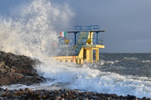 Large wave hitting Blackrock Diving Tour, Salthill Galway